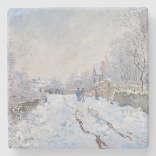Claude Monet - Snow Scene at Argenteuil Stone Coaster (Front)