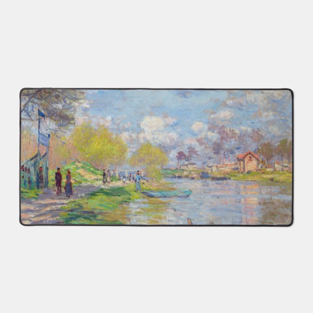 Claude Monet - Spring by the Seine Desk Mat (Front)