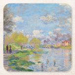 Claude Monet - Spring by the Seine Square Paper Coaster<br><div class="desc">Spring by the Seine - Claude Monet,  1875</div>