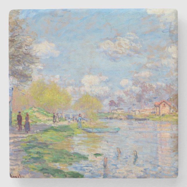 Claude Monet - Spring by the Seine Stone Coaster (Front)