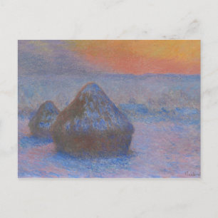 Claude Monet - Stacks of Wheat - Sunset, Snow Postcard