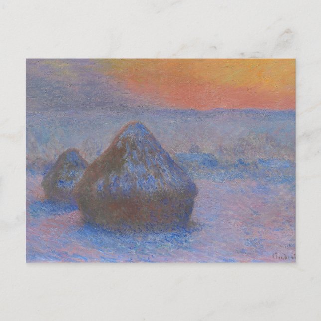 Claude Monet - Stacks of Wheat - Sunset, Snow Postcard (Front)
