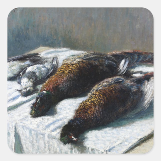 Claude Monet Still Life with Pheasants and Plovers Square Sticker (Front)