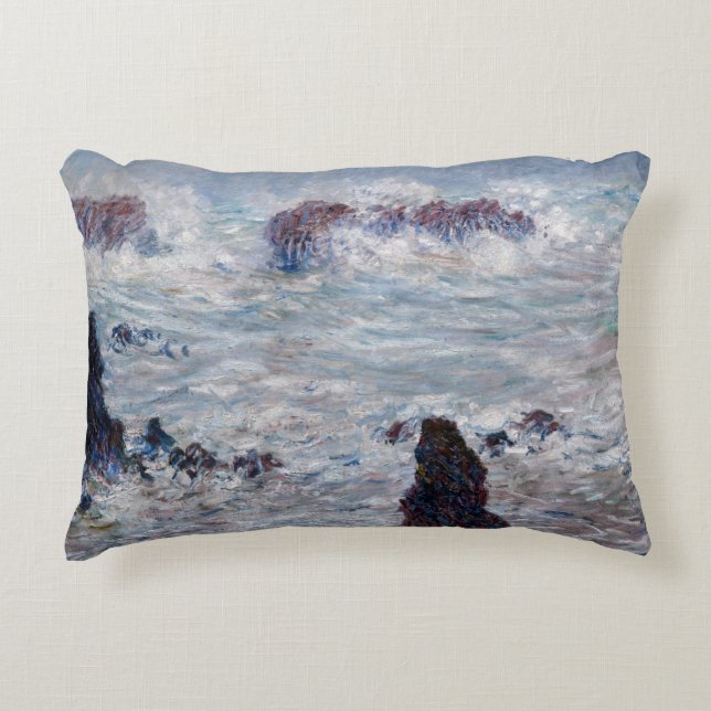 Claude Monet - Storm off the Belle-Ile Coast Decorative Cushion (Front)