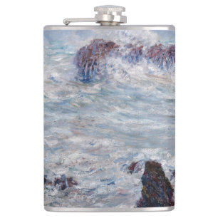 Claude Monet - Storm off the Belle-Ile Coast Hip Flask