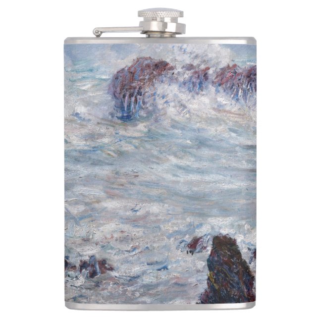 Claude Monet - Storm off the Belle-Ile Coast Hip Flask (Front)