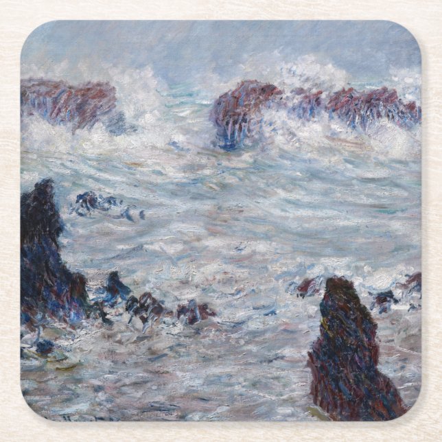 Claude Monet - Storm off the Belle-Ile Coast Square Paper Coaster (Front)