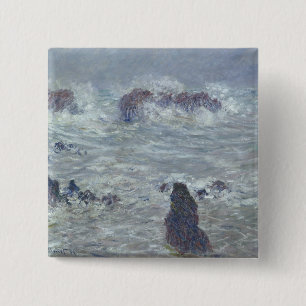 Claude Monet   Storm, off the Coast of Belle-Ile 15 Cm Square Badge