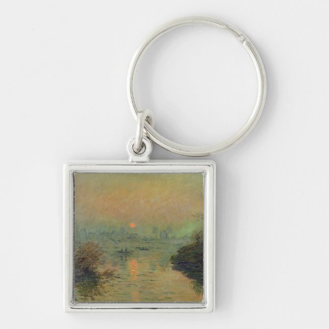 Claude Monet | Sun Setting over the Seine Key Ring (Front)