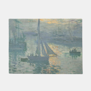 Claude Monet Sunrise 1873 Sailboats Harbour Art Doormat