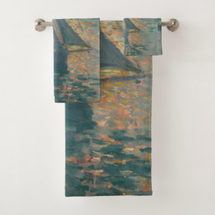 Claude Monet Sunrise Marine Sailboat Impressionism Bath Towel Set