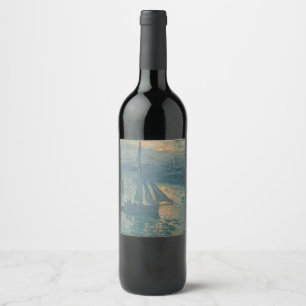 Claude Monet Sunrise Marine Sailboat Impressionism Wine Label