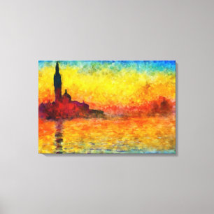 Claude Monet Sunset In Venice Impressionist Art Canvas Print