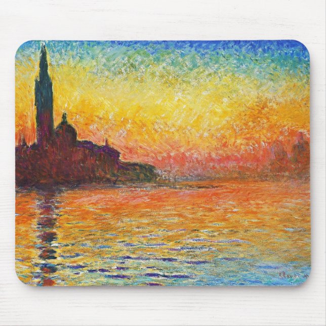 Claude Monet Sunset In Venice Impressionist Art Mouse Mat (Front)