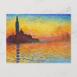Claude Monet Sunset In Venice Impressionist Art Postcard
