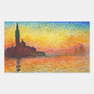 Claude Monet Sunset In Venice Impressionist Art Rectangular Sticker