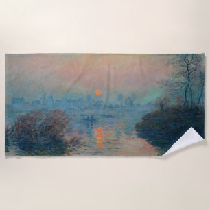 Claude Monet - Sunset on the Seine at Lavacourt Beach Towel