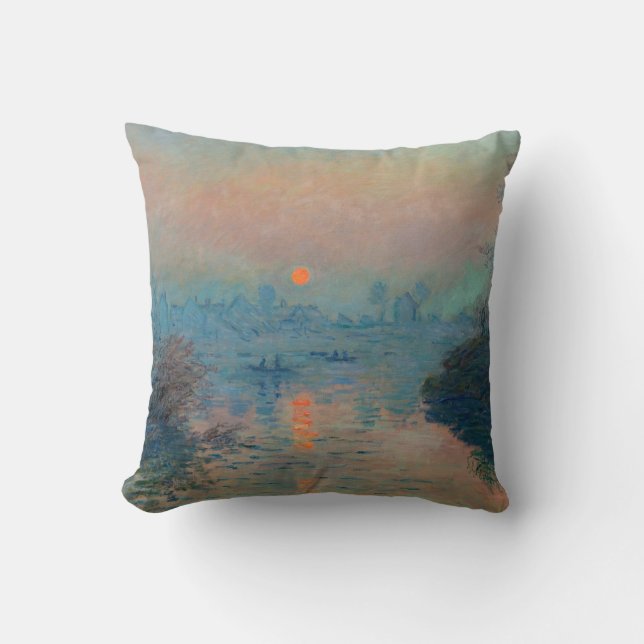 Claude Monet - Sunset on the Seine at Lavacourt Cushion (Front)