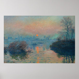 Claude Monet - Sunset on the Seine at Lavacourt Poster