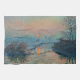 Claude Monet - Sunset on the Seine at Lavacourt Tea Towel