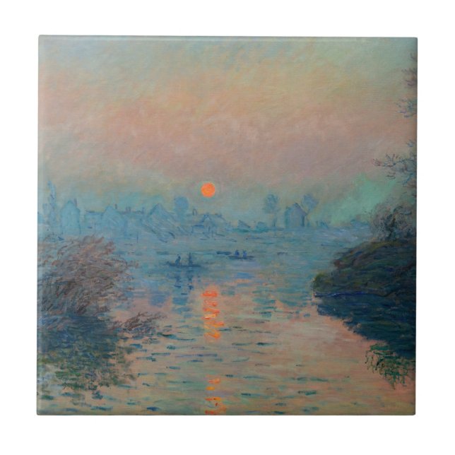 Claude Monet - Sunset on the Seine at Lavacourt Tile (Front)