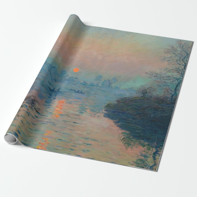 Claude Monet - Sunset on the Seine at Lavacourt Wrapping Paper (Unrolled)