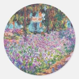 Claude Monet - The Artist's Garden at Givern Classic Round Sticker
