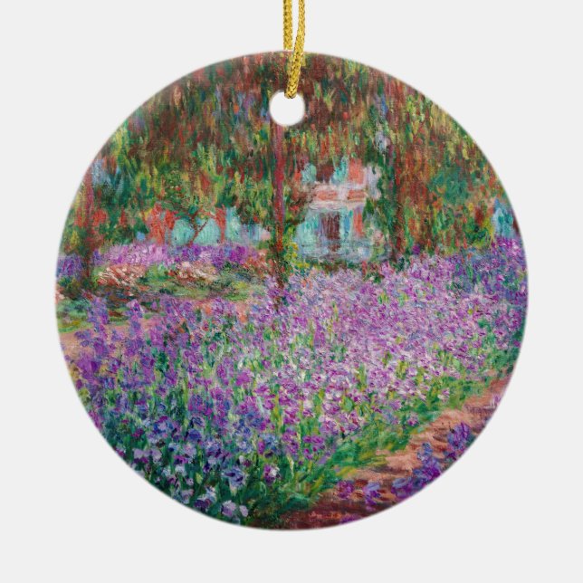 Claude Monet - The Artist's Garden at Giverny Ceramic Tree Decoration (Front)