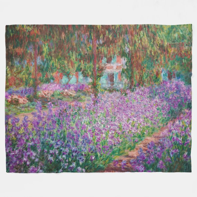 Claude Monet - The Artist's Garden at Giverny Fleece Blanket (Front (Horizontal))