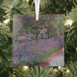 Claude Monet The Artist's Garden at Giverny Glass Tree Decoration
