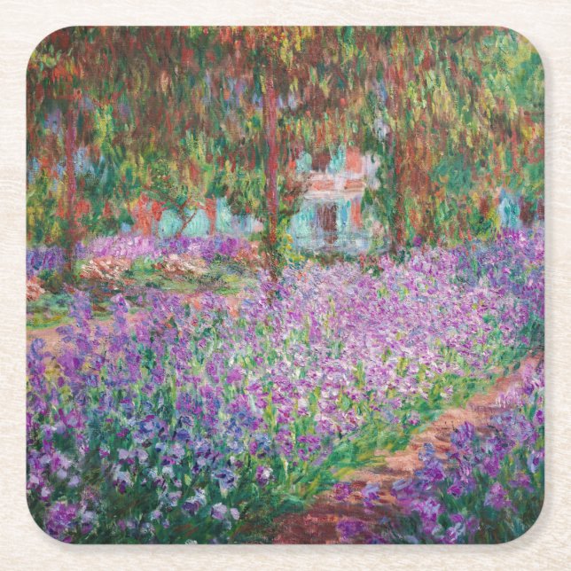 Claude Monet - The Artist's Garden at Giverny Square Paper Coaster (Front)