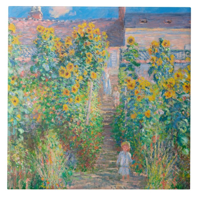 Claude Monet, The Artist's Garden at Vétheui 1881 Tile (Front)