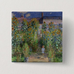 Claude Monet The Artist's Garden at Vetheuil 15 Cm Square Badge