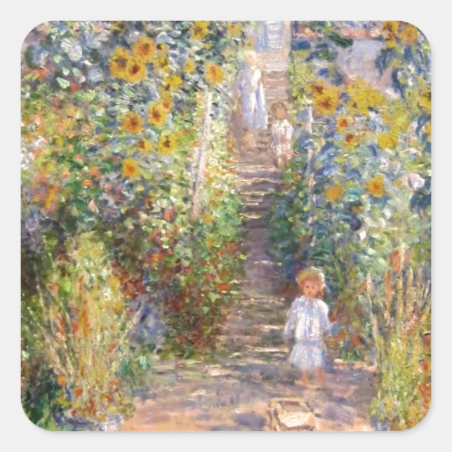 Claude Monet The Artist's Garden at Vétheuil, 1880 Square Sticker (Front)