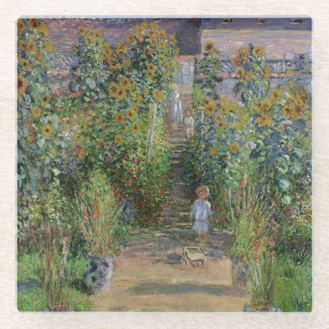Claude Monet | The Artist's Garden at Vetheuil Glass Coaster (Front)