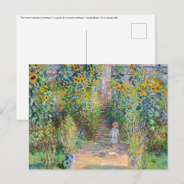 Claude Monet - The Artist's Garden at Vetheuil Postcard (Front/Back)