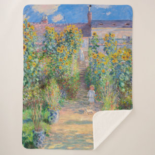 Claude Monet - The Artist's Garden at Vetheuil Sherpa Blanket