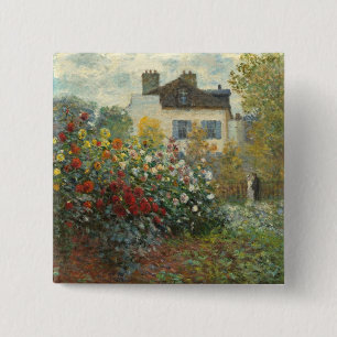 Claude Monet   The Artist's Garden in Argenteuil 15 Cm Square Badge