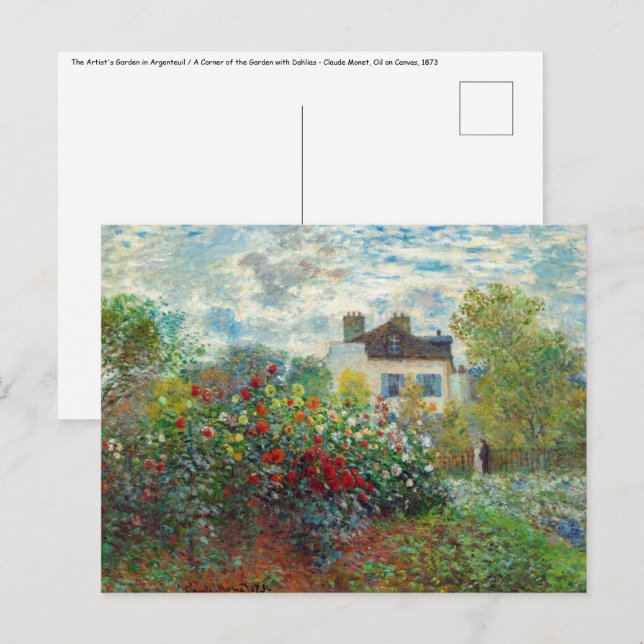 Claude Monet - The Artist's Garden in Argenteuil Postcard (Front/Back)