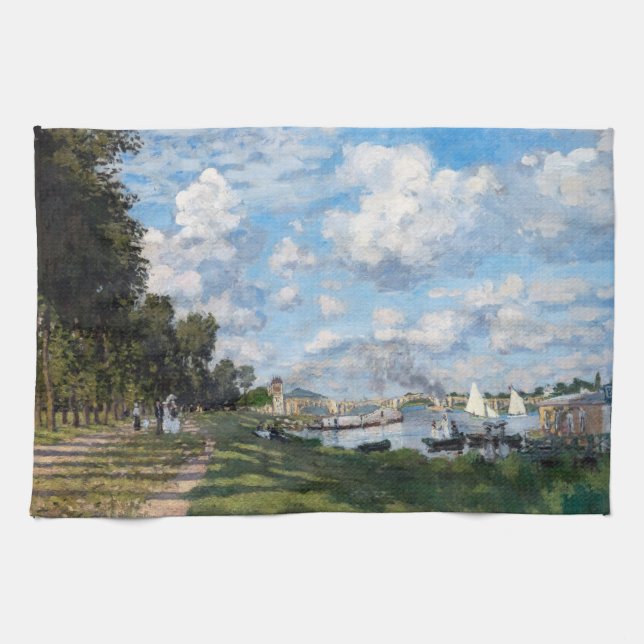 Claude Monet - The Basin at Argenteuil Tea Towel (Horizontal)