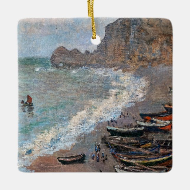 Claude Monet - The Beach at Etretat Ceramic Ornament (Front)