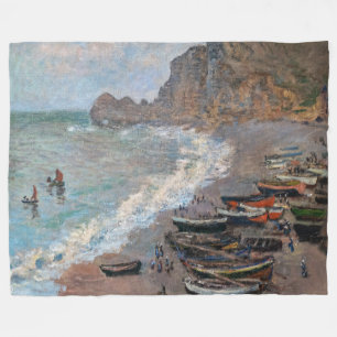 Claude Monet - The Beach at Etretat Fleece Blanket