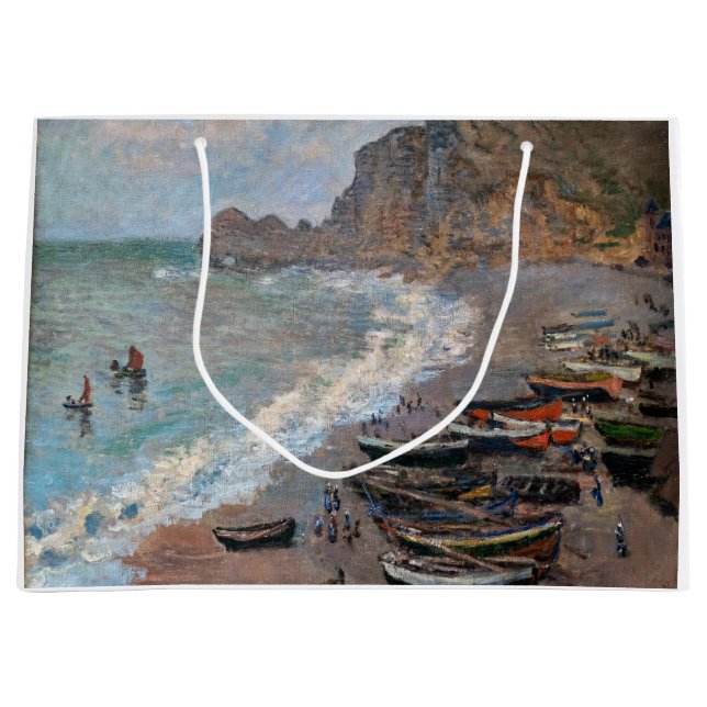 Claude Monet - The Beach at Etretat Large Gift Bag (Front)