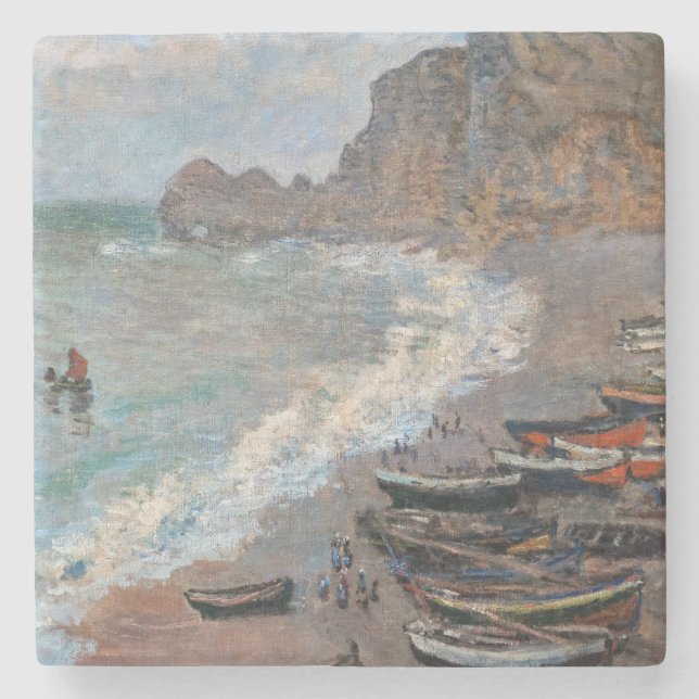 Claude Monet - The Beach at Etretat Stone Coaster (Front)