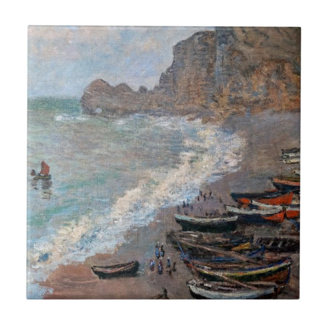 Claude Monet - The Beach at Etretat Tile (Front)