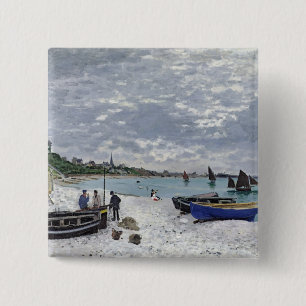 Claude Monet The Beach at Sainte-Adresse 15 Cm Square Badge