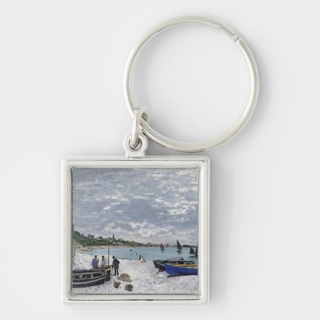 Claude Monet | The Beach at Sainte-Adresse Key Ring (Front)