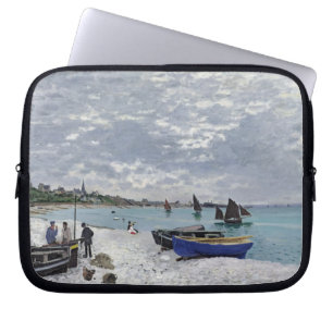 Claude Monet The Beach at Sainte-Adresse Laptop Sleeve