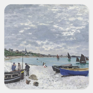 Claude Monet The Beach at Sainte-Adresse Square Sticker