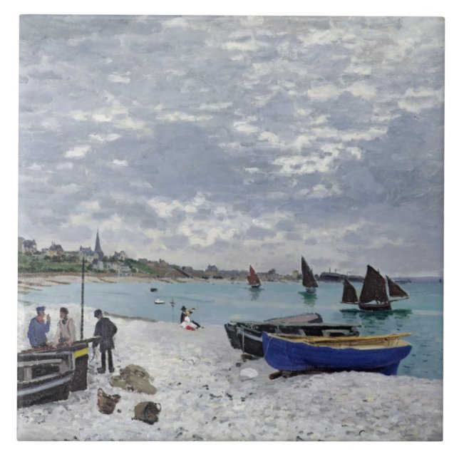 Claude Monet | The Beach at Sainte-Adresse Tile (Front)